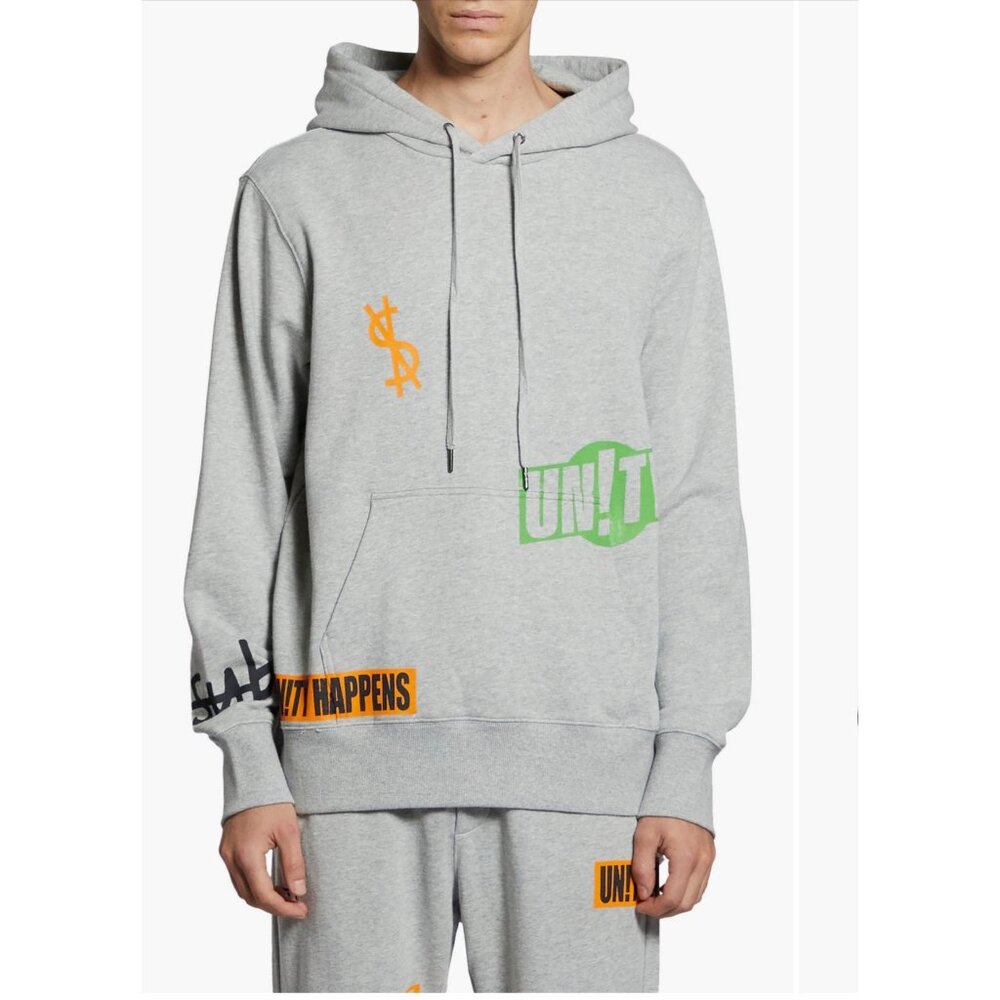 Ksubi Unity Biggie Hoodie Mens Grey Marle Graphic Oversized Sweatshirt NEW